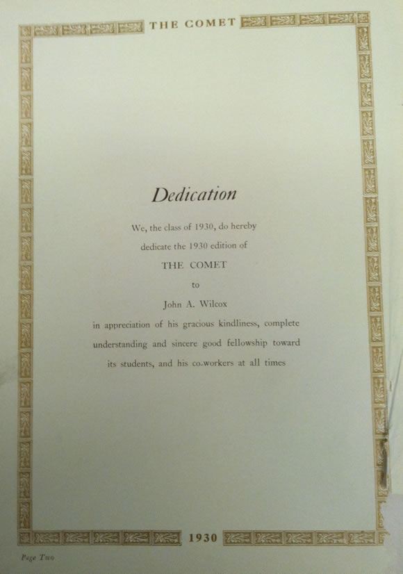 1930 HHS Yearbook pg3 Dedication